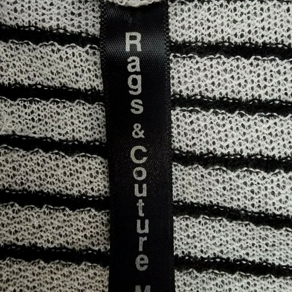 RAGS & COUTURE OPEN FRONT BLACK AND WHITE STRIPE LIGHT WEIGHT CARDIGAN SIZE M - Picture 3 of 3